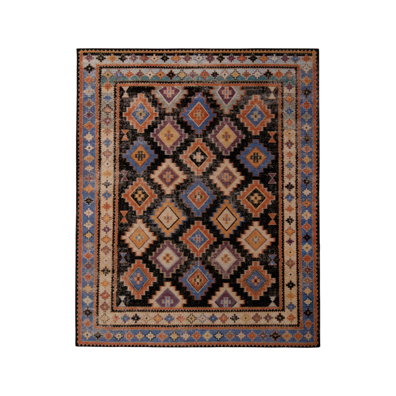 Hand-Knotted Classic Rug Diamond Beige And Blue Tribal Pattern By Rug & Kilim, Rectangle 10' x 14'