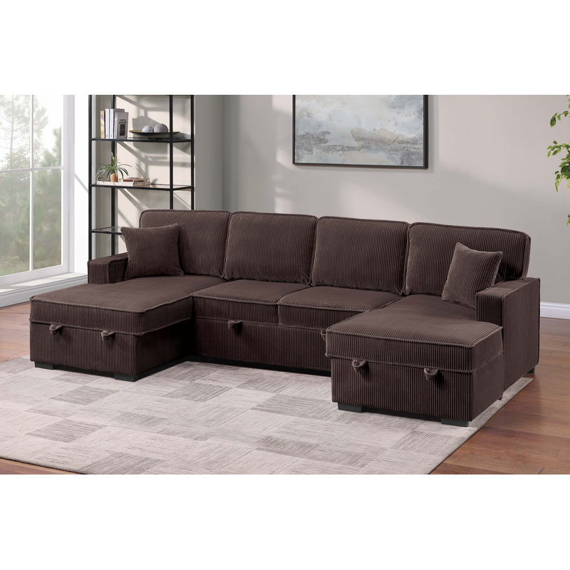 Canapé modulaire convertible rembourré en velours côtelé 3 pièces Raf et Laf