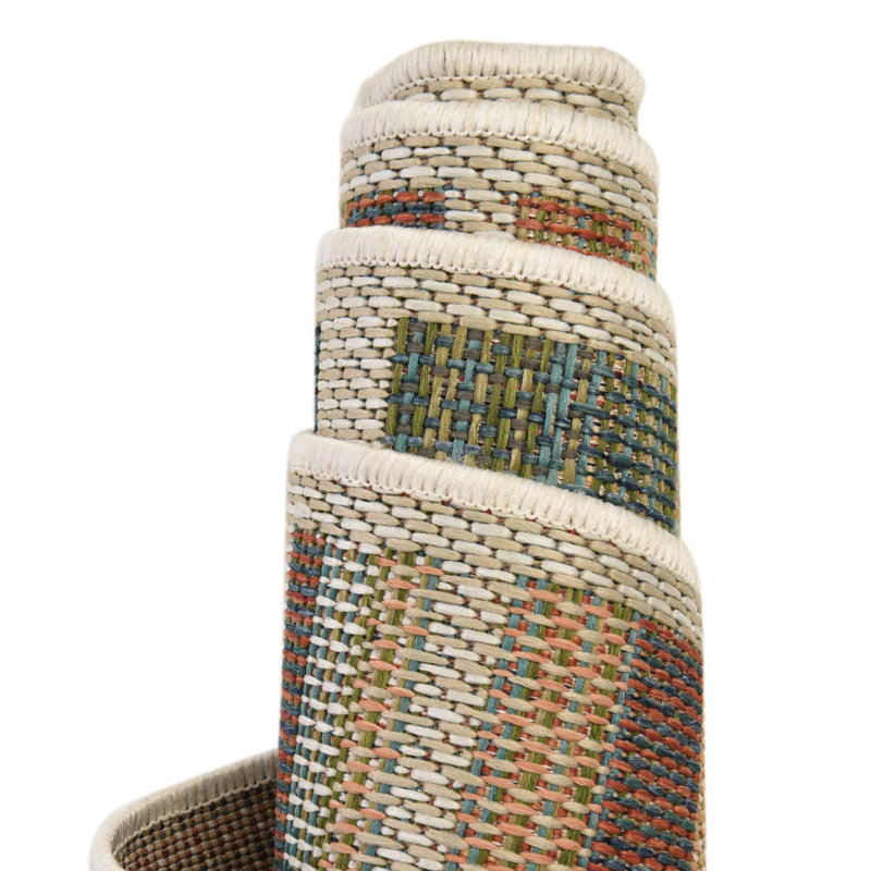 Dimesford Striped Indoor / Outdoor Rug, Round 7'10"