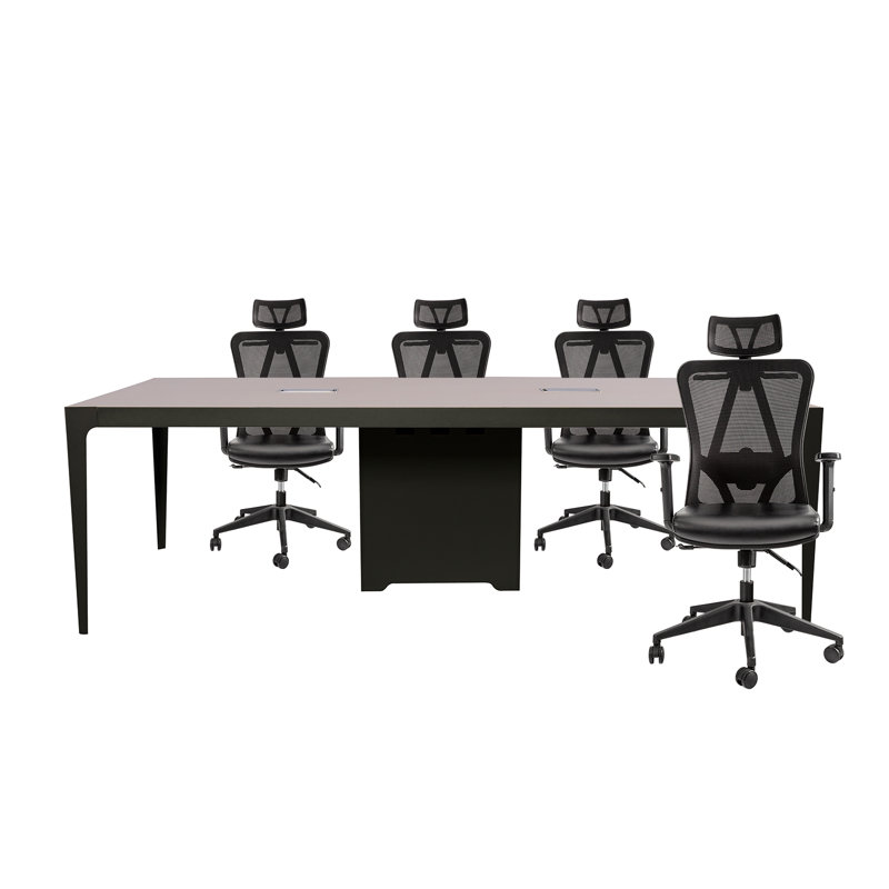 Table de réunion avec chaises de bureau pour 6 personnes Eaen (orme), H 29,5 po x L 94,5 po x l 47,2 po, Chêne