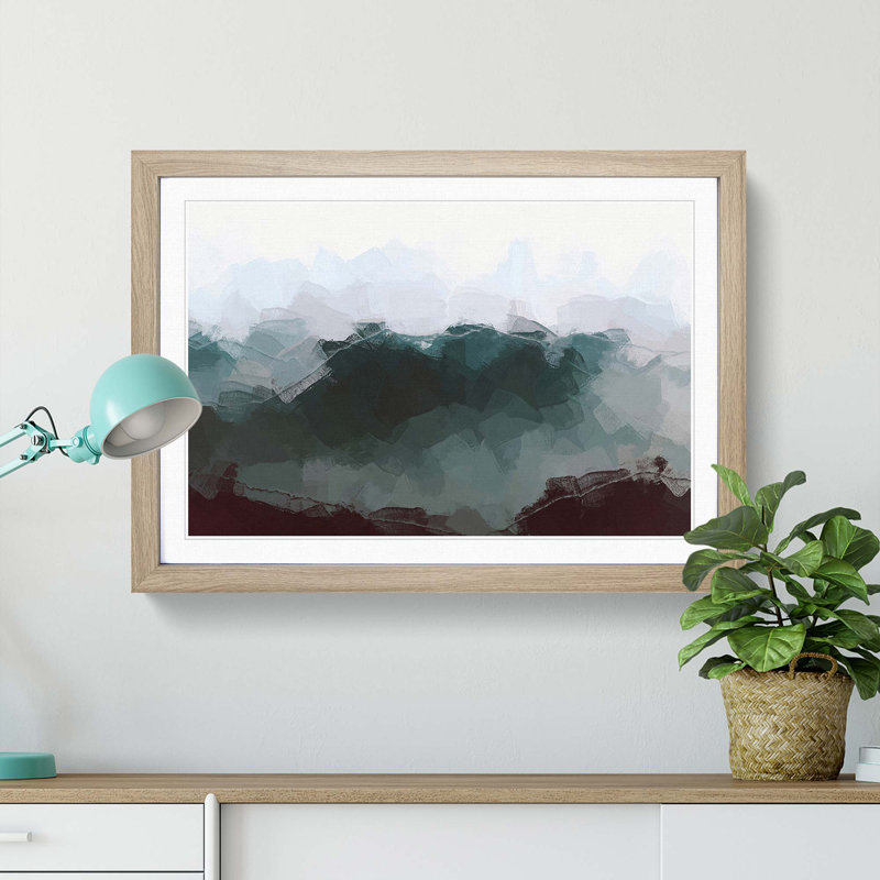 Misty Mountain Range - Picture Frame Graphic Art Print, Oak Framed, 36cm H x 48cm W x 2cm D