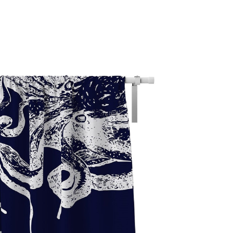 Paire de rideaux bleu Octopus, 56 po x 78 po