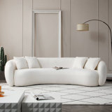 Shaleine 102'' 5-Seater Boucle Sofa Modern Sectional Half Moon Leisure Couch Curved Sofa Teddy Fleece