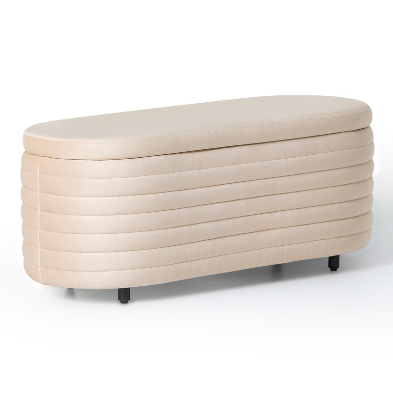 Farrah Upholstered Storage Bench, 18.1" H x 42.5" W x 17" D, Tan