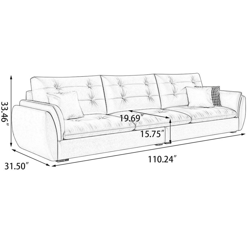 Canapé de salon 110,24 po gris foncé, Beige, 110.24"W*31.5"D*33.46"H