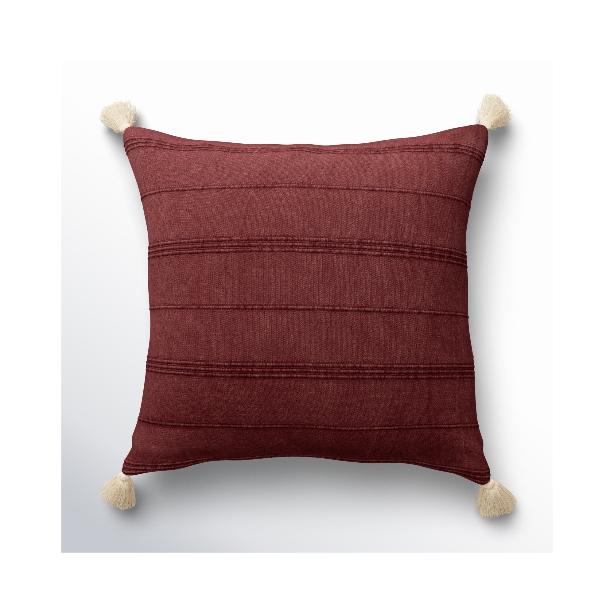 Danica Tassels Cotton Throw Pillow, Red, Down