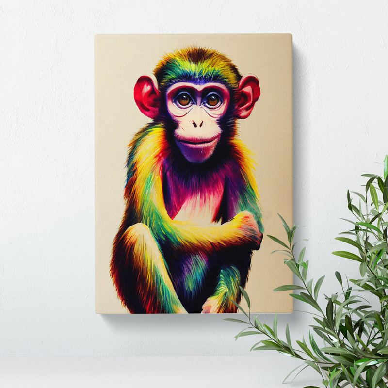 Monkey In Colour No.2 - Wrapped Canvas, 50cm H x 35cm W x 3cm D