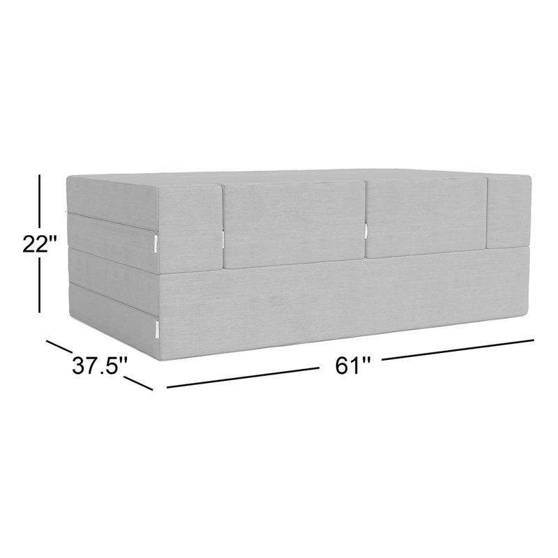 Causeuse-lit et pouf convertible Shontae Zipline, Gris anthracite