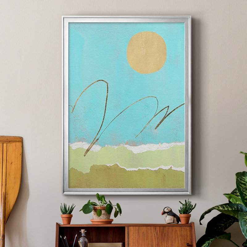 Paysage vert et doré II - impression d'un seul cadre photo, H 42,5 po x l 30,5 po x P 1,25 po, Argent