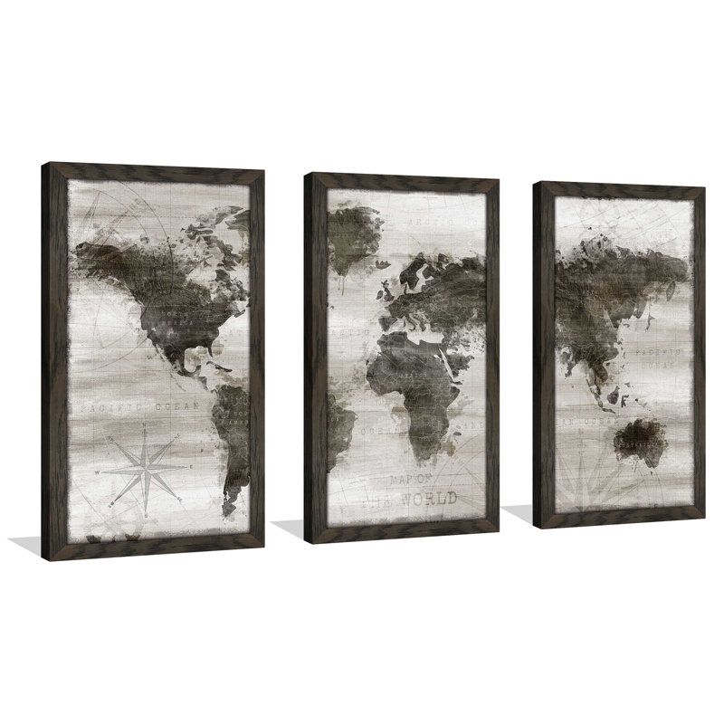 "Travel Map" par Natalie Carpentieri - 3 pièces, cadre photo unique, impression, H 25,5 po x l 40,5 po x P 1 po