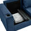 Canapé 5 places rembourré bleu, accoudoirs carrés avec porte-gobelet et rangement, salon confortable en éponge à haute densité 2 + 3 en tissu, coussins démontables avec structure en bois massif