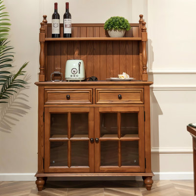 Retro Solid Wood Rectangular Sideboard Cabinet