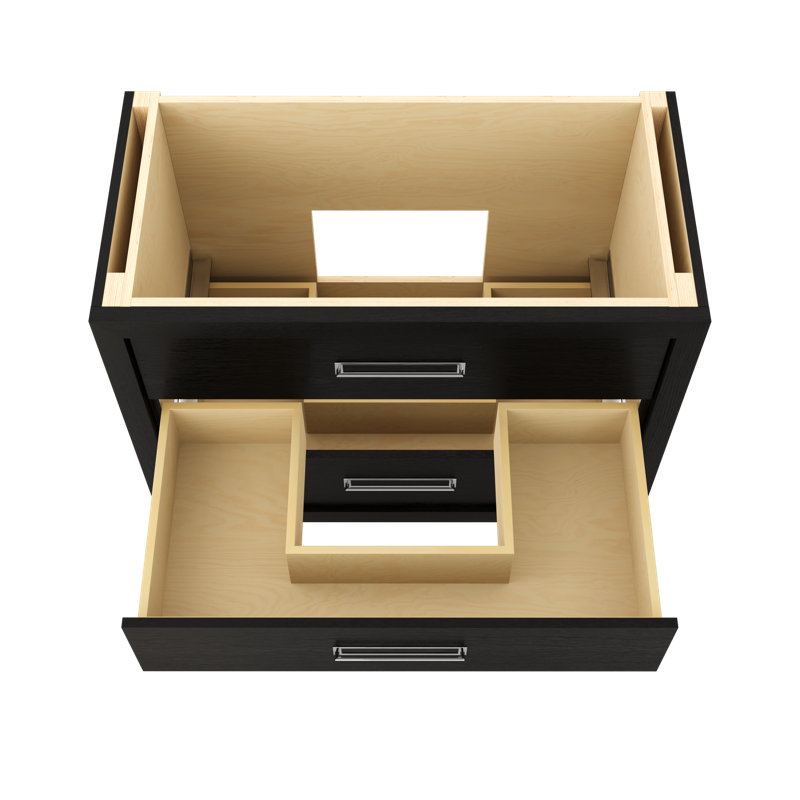 Avalon Three-Drawer Single Bath Vanity, 42", Classic Black, Polished Chrome