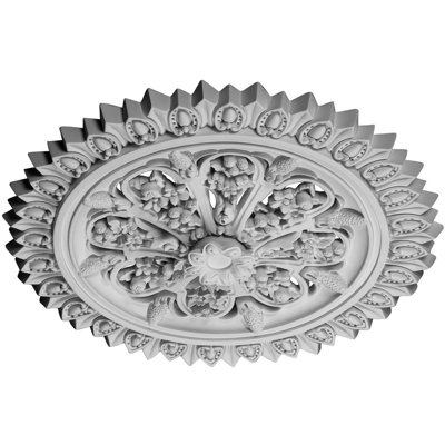 Endurathane Lariah Ceiling Medallion, 24 3/4"OD 1 3/8"ID x 3 1/4"P (Fits Canopies up to 1 3/8"), Factory Primed