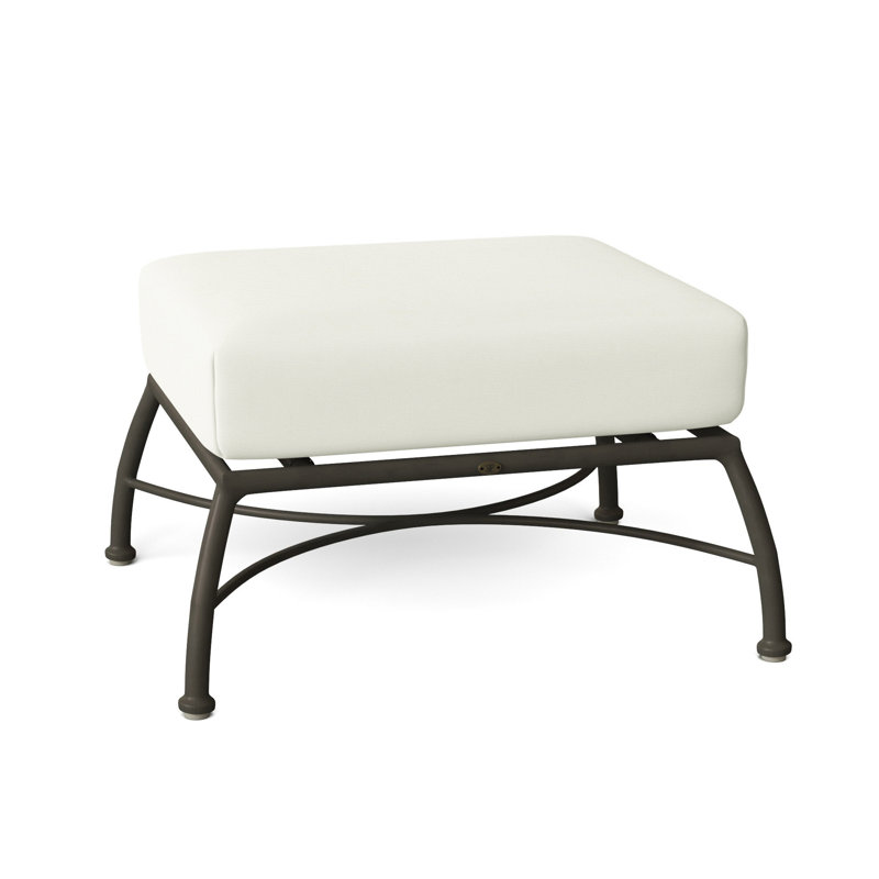 Majorca Outdoor Ottoman with Cushion, Natural White, No Welt