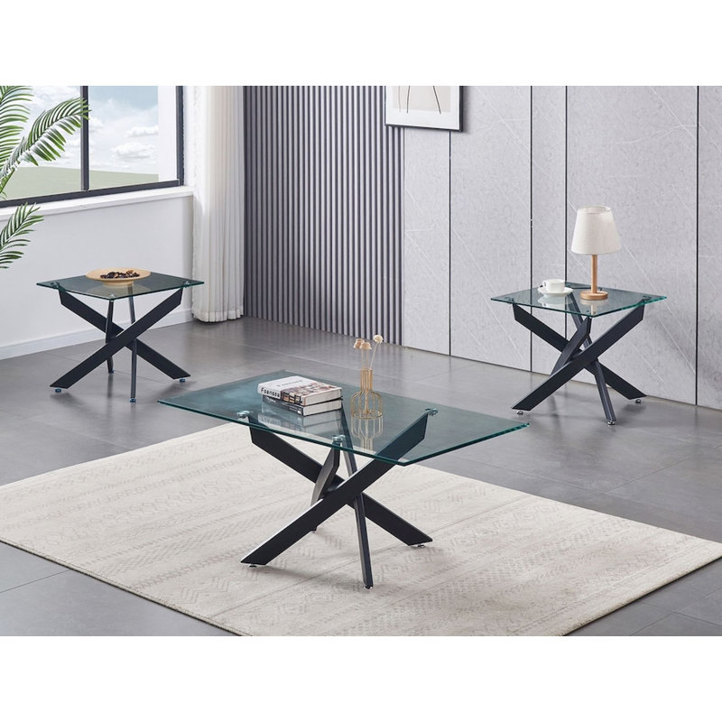 Glass Top End Table Set