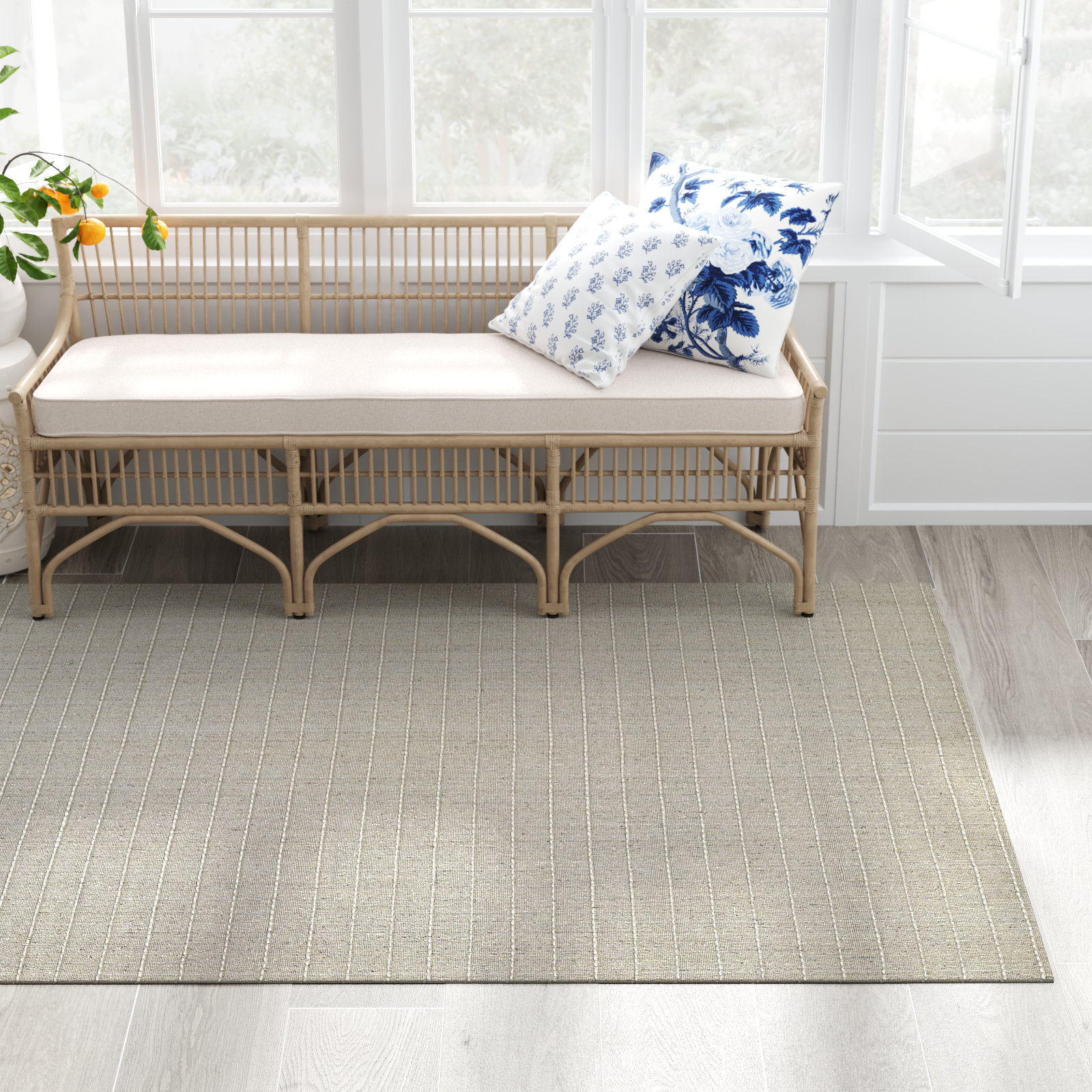 Amita Handmade Natural Rug, Rectangle 5' x 8'
