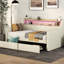 Lit de jour simple rembourré beige, avec capacités de rangement et de chargement, options de taille de création d'ambiance à DEL beige, agrandissement des avantages de la station d'éclairage-1483010820