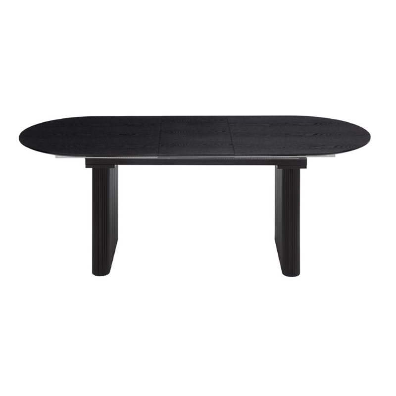 Taino Extendable Pine Oval Dining Table, Black