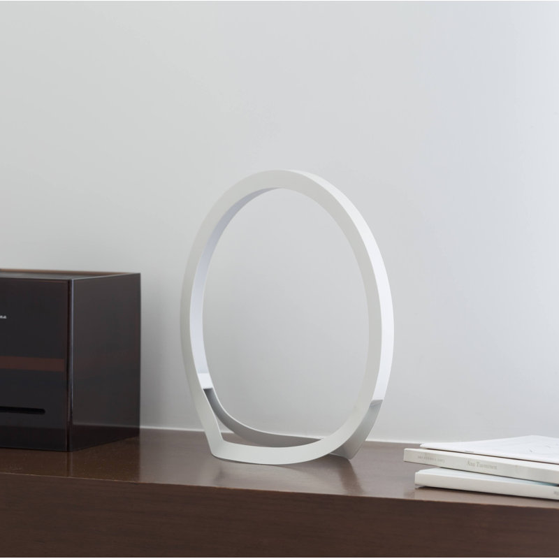 Hoop LED Table Lamp, White, 12.6" H x 13.39" W x 4.92" D