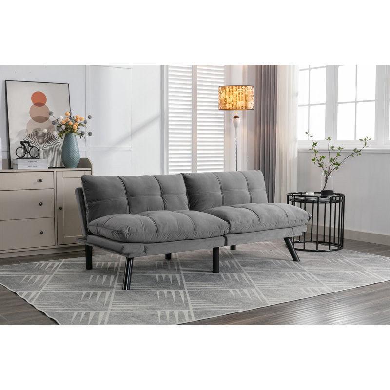 Lanis Pillow Top Arm, Light Gray Velvet, 32" H x 67" W x 16" D