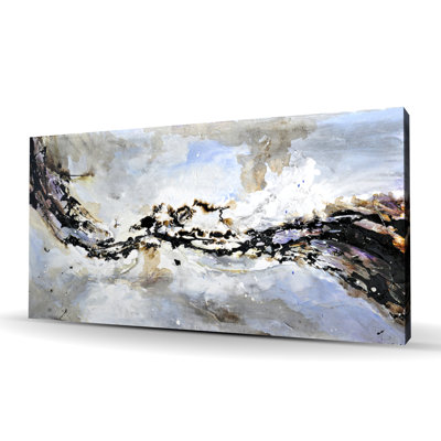 Texturized Abstract Wave - Black Industrial Canvas Decor