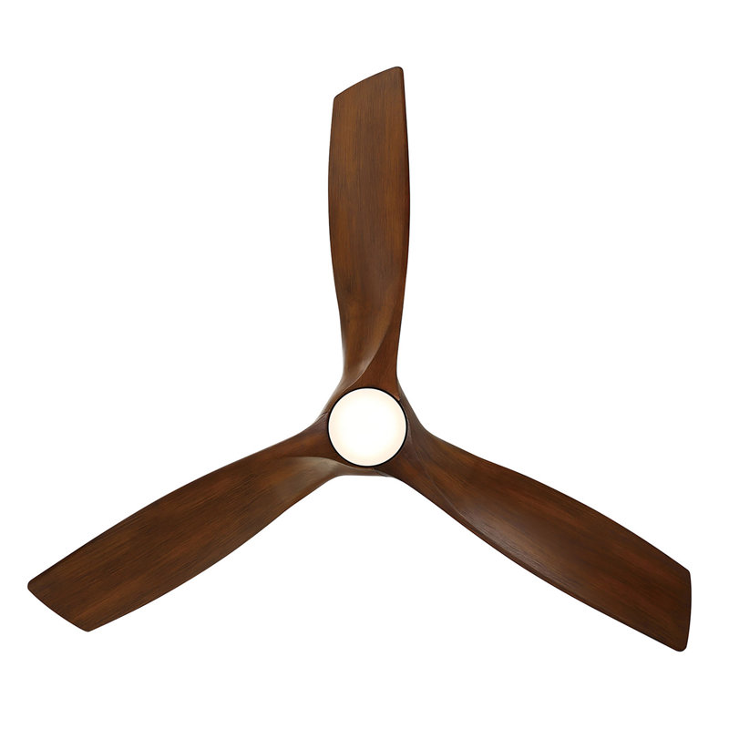 Zephyr 3 - Blade Outdoor/Indoor Smart Ceiling Fan with Light Kit And Remote Control Included, Matte Black With Distressed Koa