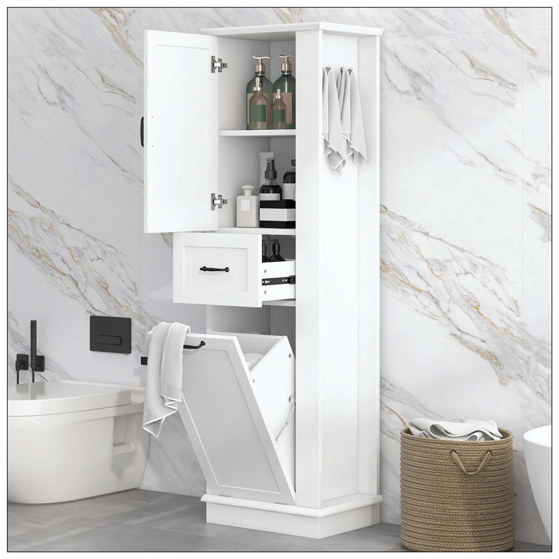 Grand meuble de rangement moderne avec tablettes inclinables réglables, Blanc