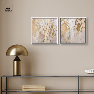 Visionary Creation Set Canvas Print Black Gold Wall Art Set by Art Remedy, Black Frame, 12 x 12