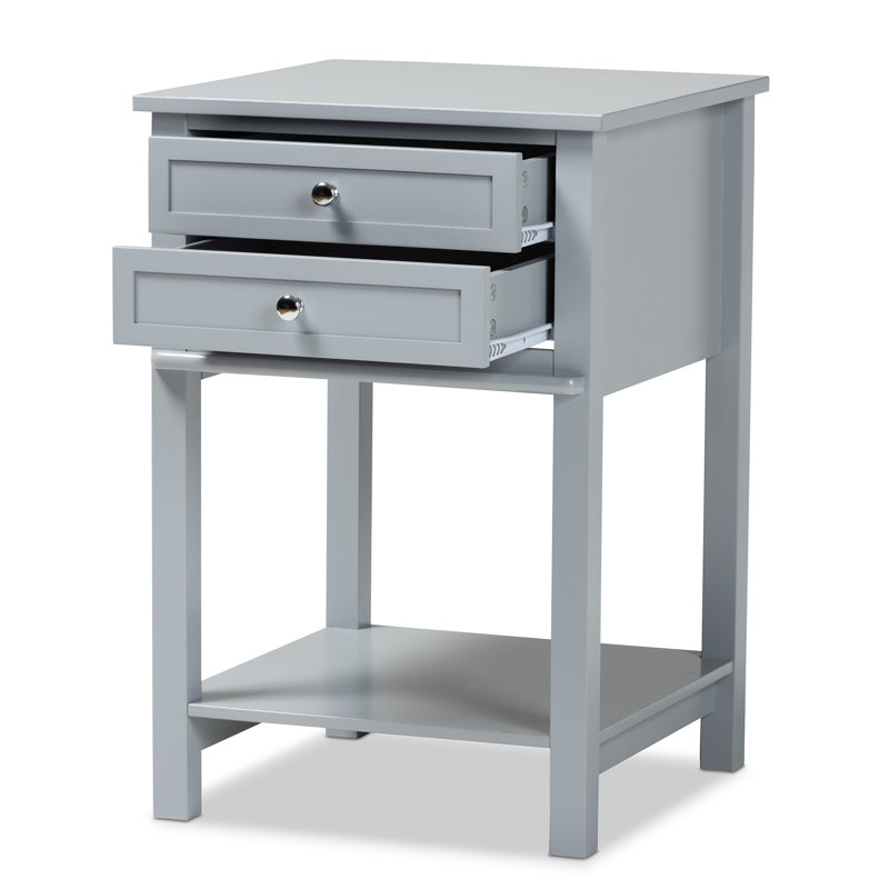 Kabishayan Picadilly  2 Drawer Nightstand, Light Gray