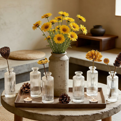 Ensemble de 12 mini vases à bourgeons, vases en verre rétro de 5,2 pouces pour fleurs, vases décoratifs en vrac pour centres de table, mariages, décoration intérieure et cadeaux de pendaison de crémaillère