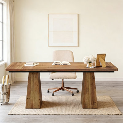 Bureau de direction 63 po - Bureau d'ordinateur moderne avec base à double piédestal