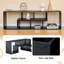 Meuble télé moderne en bois aggloméré noir, console multimédia extensible et personnalisable, centre de divertissement à combinaison libre avec tablettes de rangement ouvertes pour le salon, la chambre à coucher et le bureau