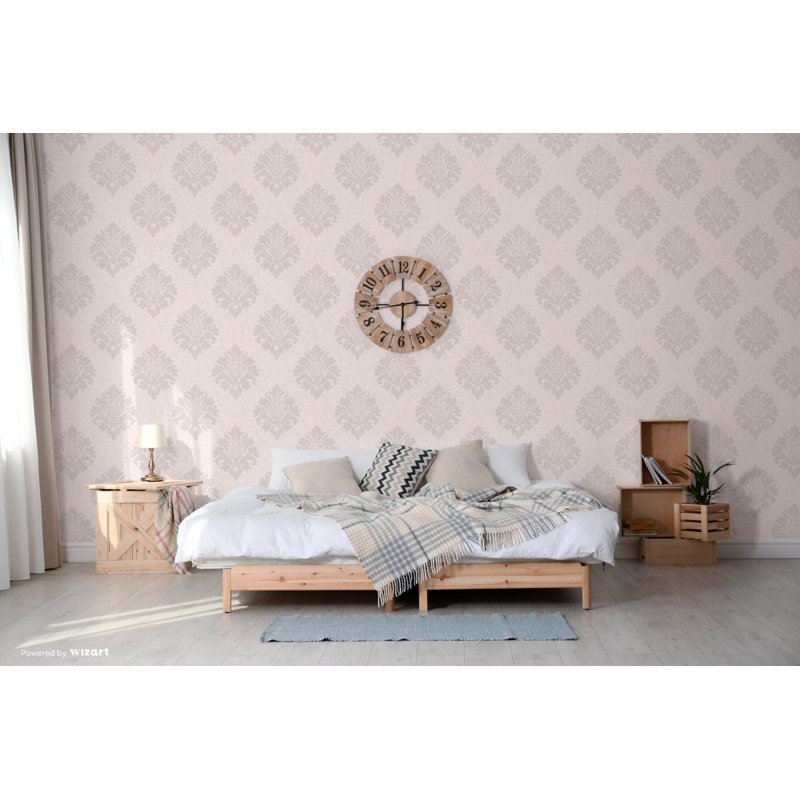Valleystone Damask 10m x 53cm Wallpaper Roll, Pink