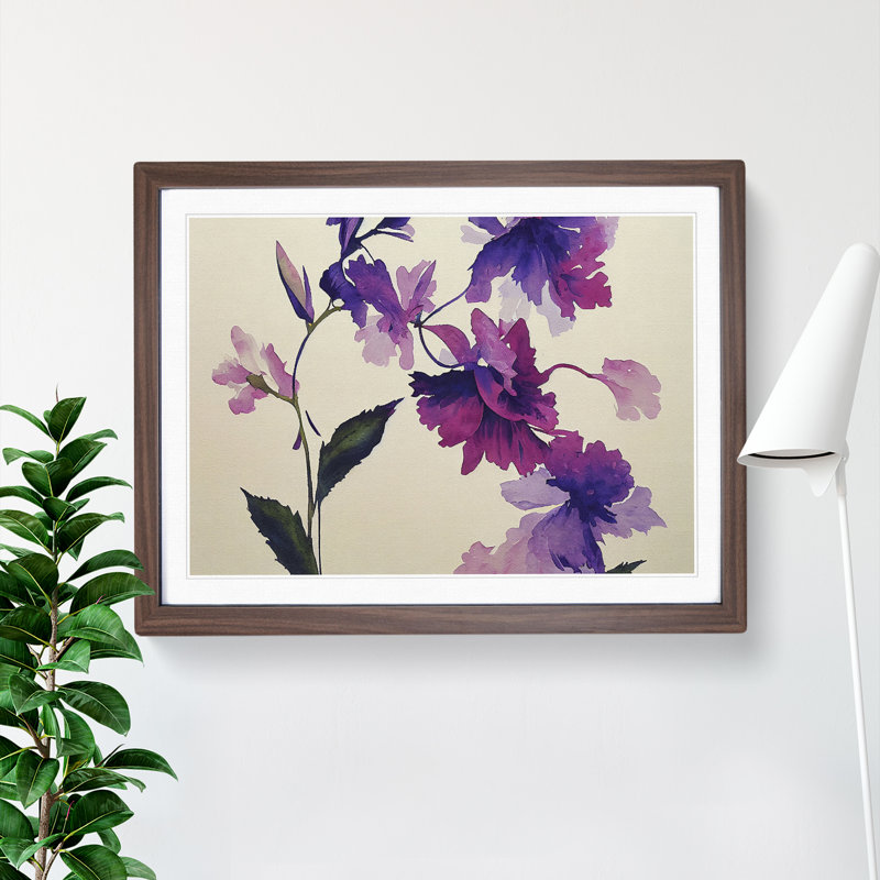 Harmonious Watercolour Flowers 1 Piece Single Picture Frame Wall Art, 25cm H x 34cm W, Brown