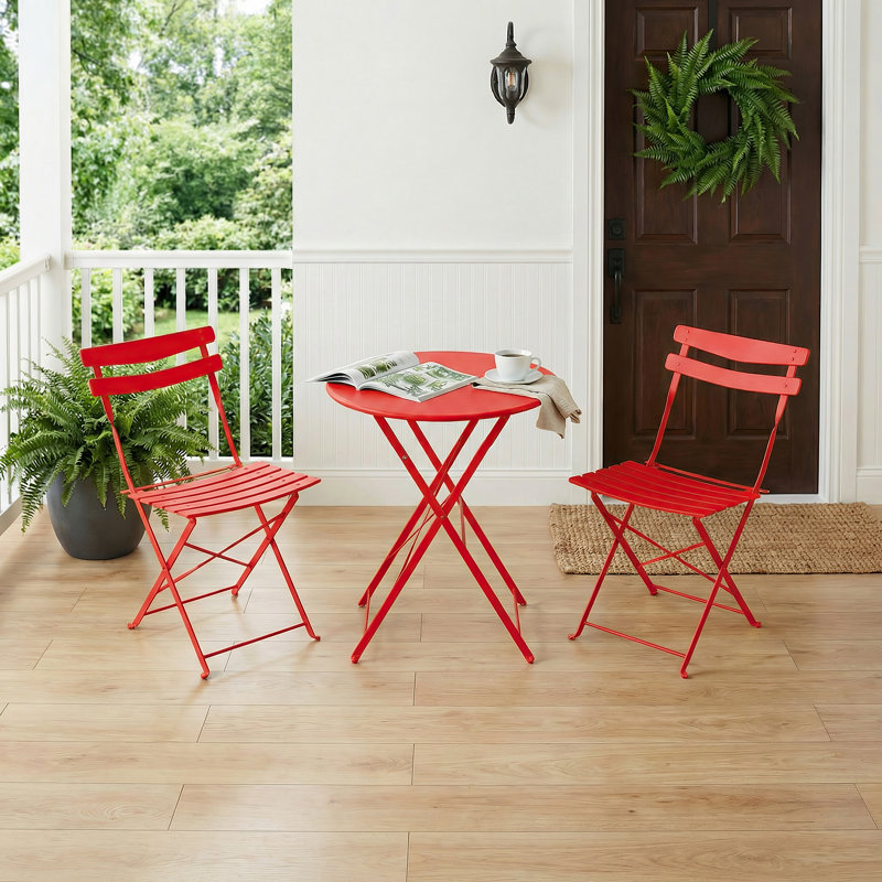 Steel Dining Set, Red, Red, Red, Red