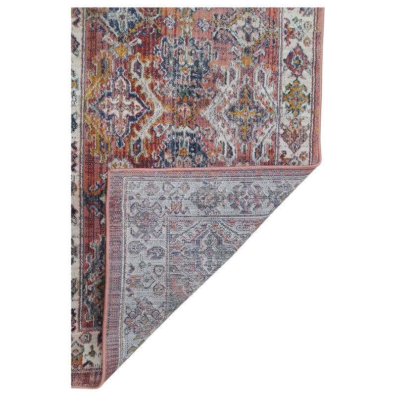Oriental Machine-Made Red/Ivory, Runner 2'8" x 10'