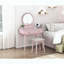 Commode de coiffeuse avec miroir, tabouret et tiroirs de rangement à finition rose-1324941606