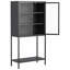 Grande armoire de rangement en métal, buffet avec portes en verre et 2 tablettes réglables, parfait pour un décor moderne et élégant