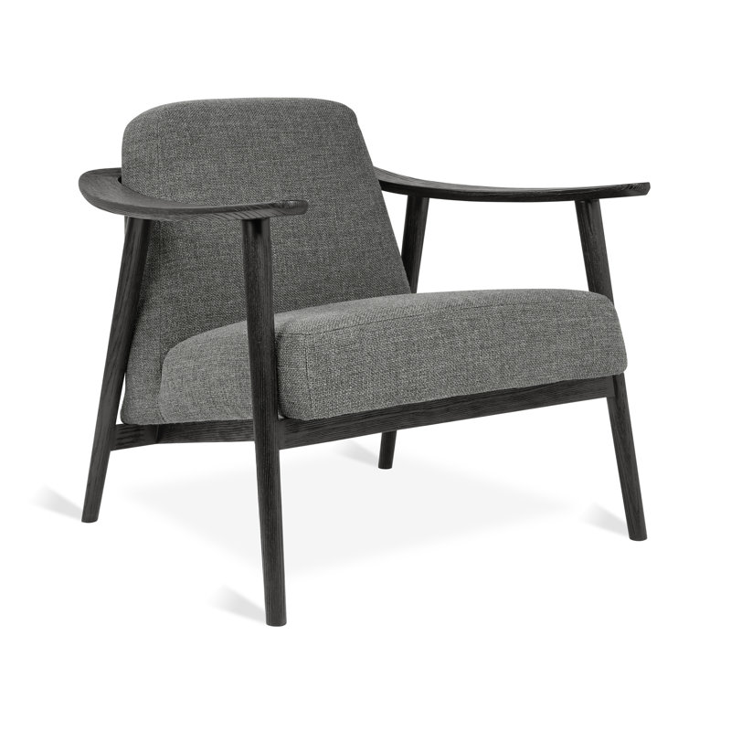 Baltic 76.2Cm Top Grain Leather Wide Armchair, Gray, Black