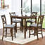 Ensemble de table de salle à manger 5 pièces / ensemble de table de salle à manger carrée en bois pour 4 / table de cuisine à hauteur de comptoir avec table carrée et 4 chaises rembourrées pour petit espace / noyer