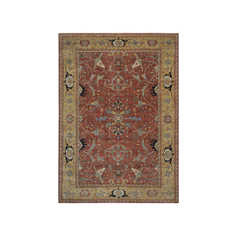 Tapis oriental rouge en laine noué à la main 10 pi 1 po x 14 pi 2 po - MOA10291402