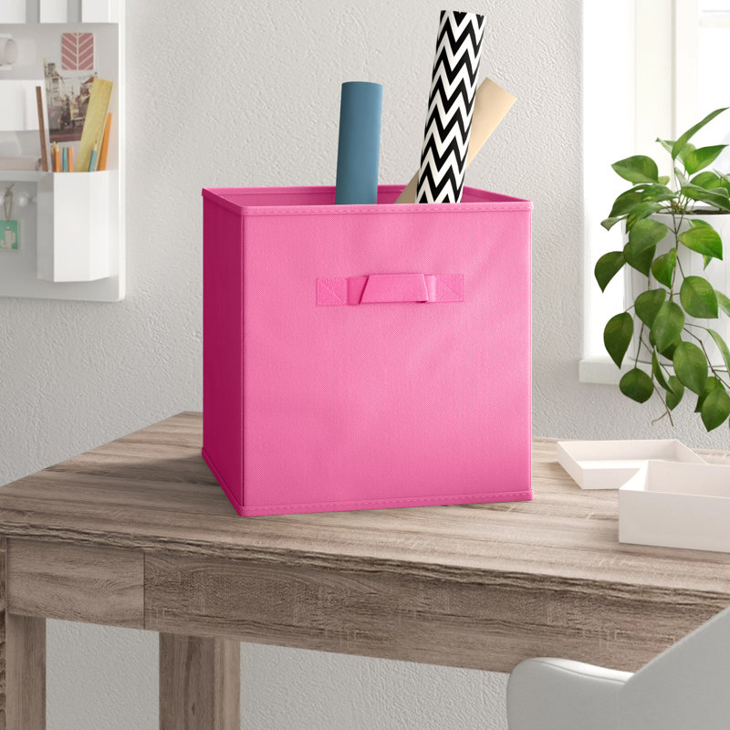 Rebrilliant Fabric Decorative Bin, Dark Pink, 27cm H x 27cm W x 27cm D