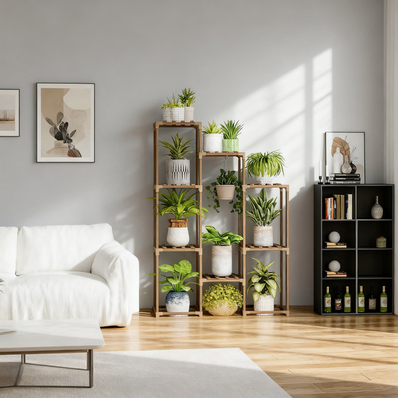 Tablette suspendue pour plante haute pour pots multiples, grand présentoir à fleurs en bois pour salon, balcon, jardin