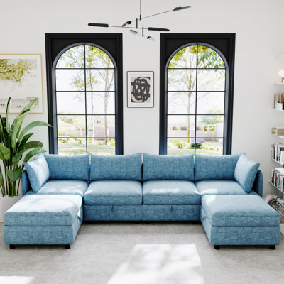 Modular Sectional Sofa, Convertible Sofa Seat With Storage, Sleeper Sectional Sofa Set, Fabric Flexible Modular Combinations For Living Room