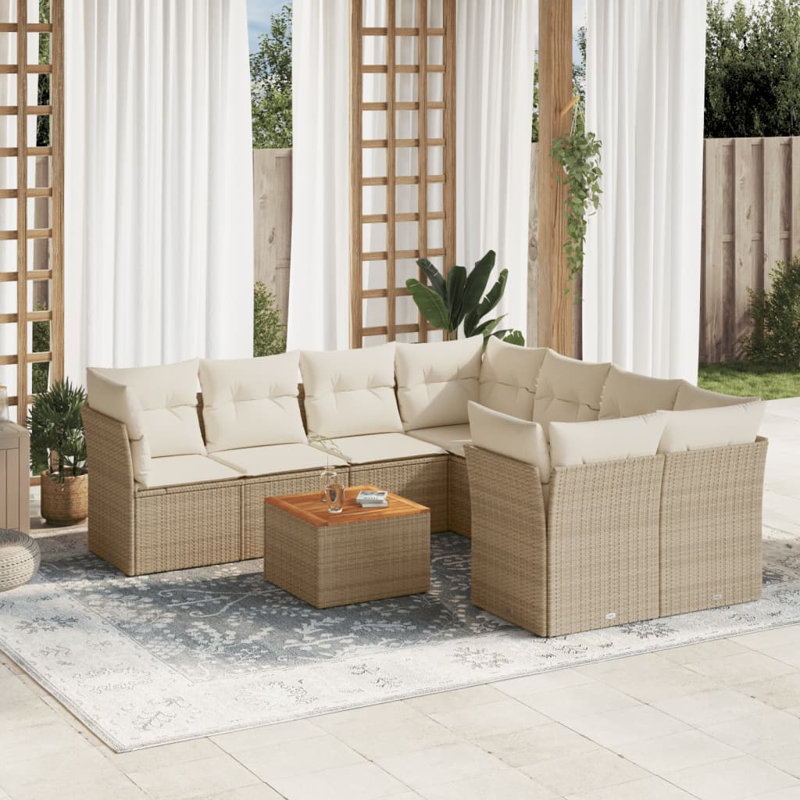 Ensemble de canapé de jardin Vidaxl beige, brun, blanc crème