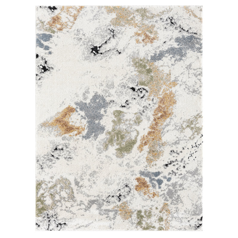 Paris Collection Abstract Cream/Light Grey Rug, Rectangle 1'9" x 3'2"