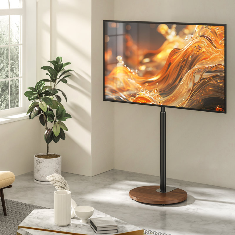 Pedestal TV Stand, Walnut/Black