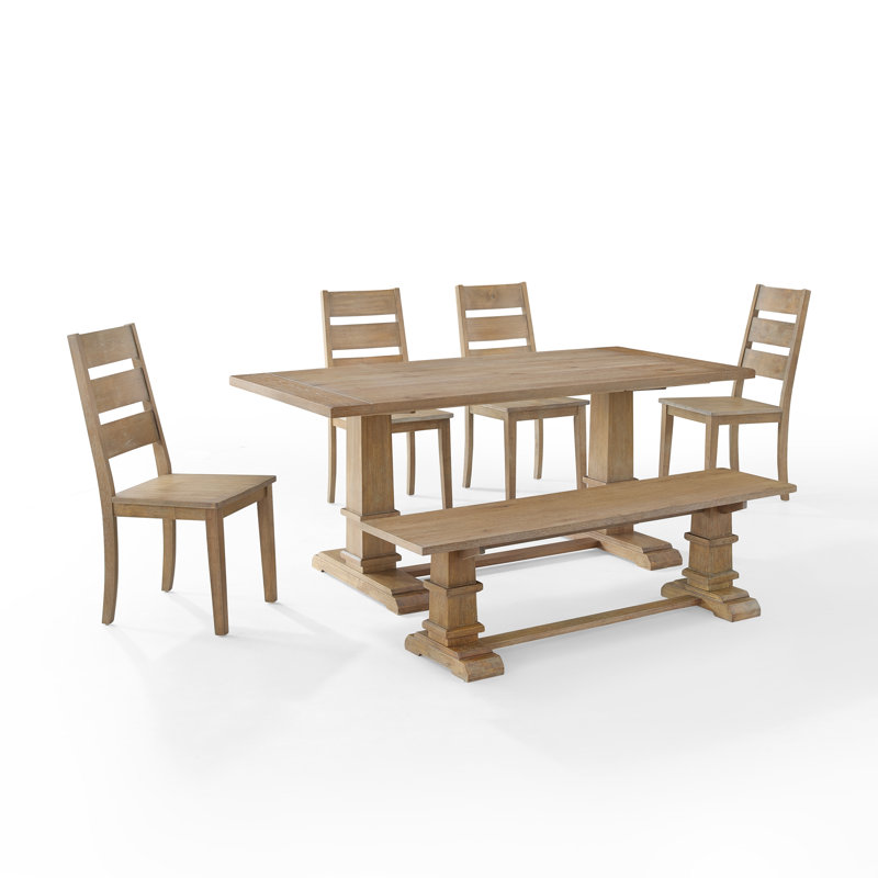 Heymann Dining Set, 6 Pieces: Table, Bench, 4 Chairs