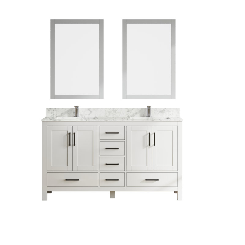 Élégant meuble-lavabo double en bois massif de style moderne pour une expérience de salle de bain luxueuse